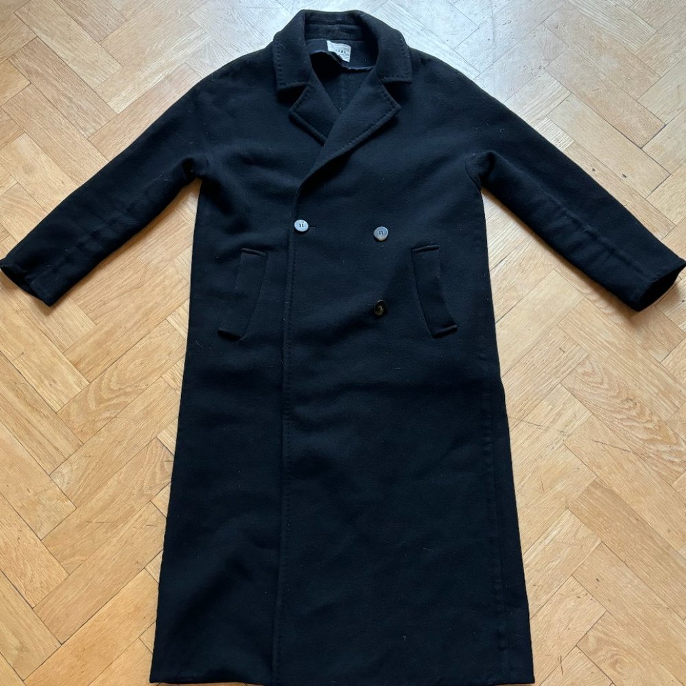 Sézane Jim Coat Black Double Breasted Wool Blend 36 Small
